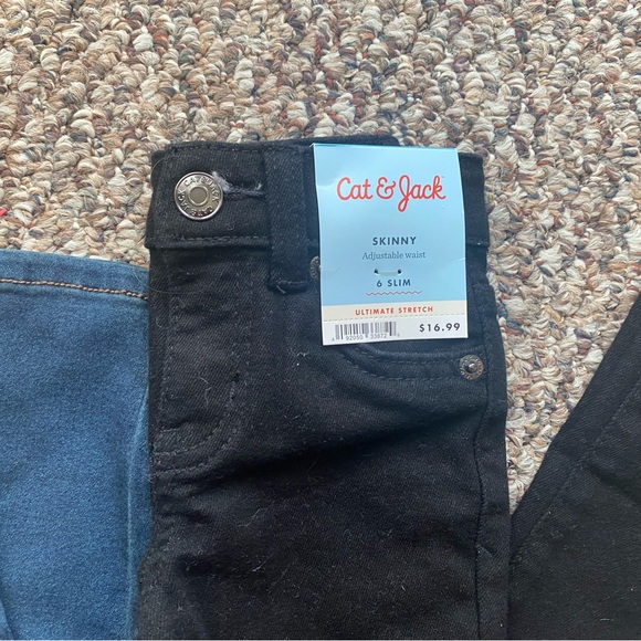 Cat & Jack Girls 6 Slim Skinny Jeans Blue and BlackTwo pairs - Picture 3 of 9